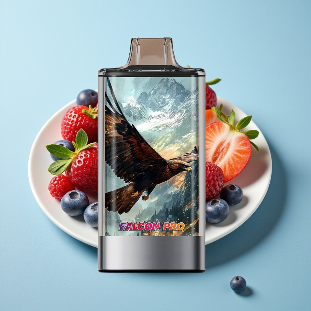 JNR Falcon Pro 28000 Chile Vape Desechable con 30ml, 950mAh, 28000 Caladas, 5% Nicotina, Pantalla Inteligente, Doble Malla, USB-C, MTL, Mezcla de Bayas