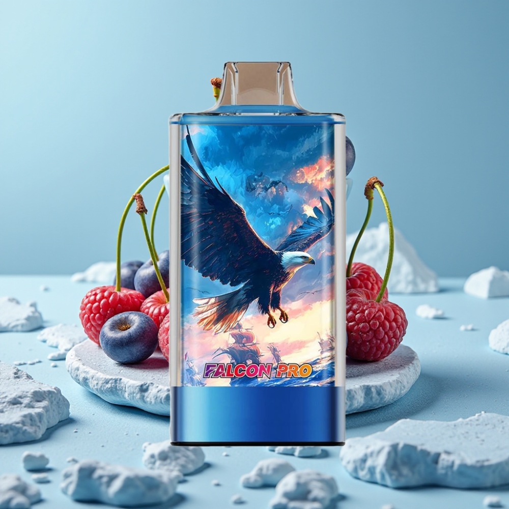 JNR Falcon Pro 28000 Desechable Chile Vape Blue Razz Cherry – 30ml, 950mAh, 28000 Caladas, 5% Nicotina, Pantalla Inteligente, Doble Malla, USB-C, MTL
