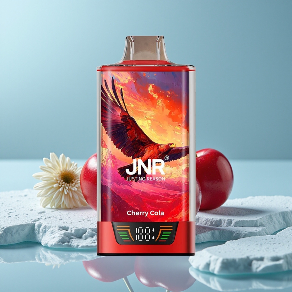 JNR Falcon Pro 28000 Desechable Chile Vape - Cereza Cola 30ml, 950mAh, 28000 Caladas, 5% Nicotina, Pantalla Inteligente, Doble Bobina Mesh, USB-C, MTL