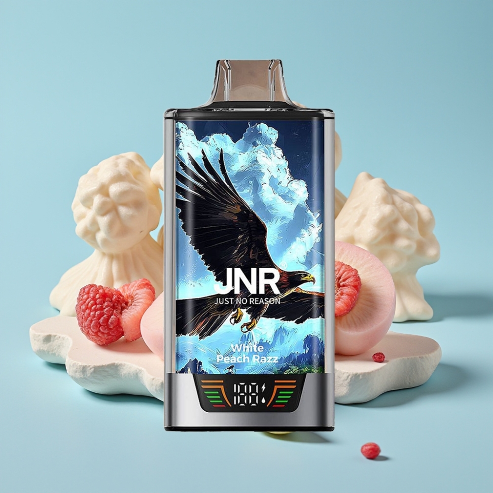 JNR Falcon Pro 28000 Desechable Chile Vape - Durazno Blanco y Frambuesa: 30ml, 950mAh, 28000 Caladas, 5% Nicotina, Pantalla, Doble Malla, USB-C, MTL