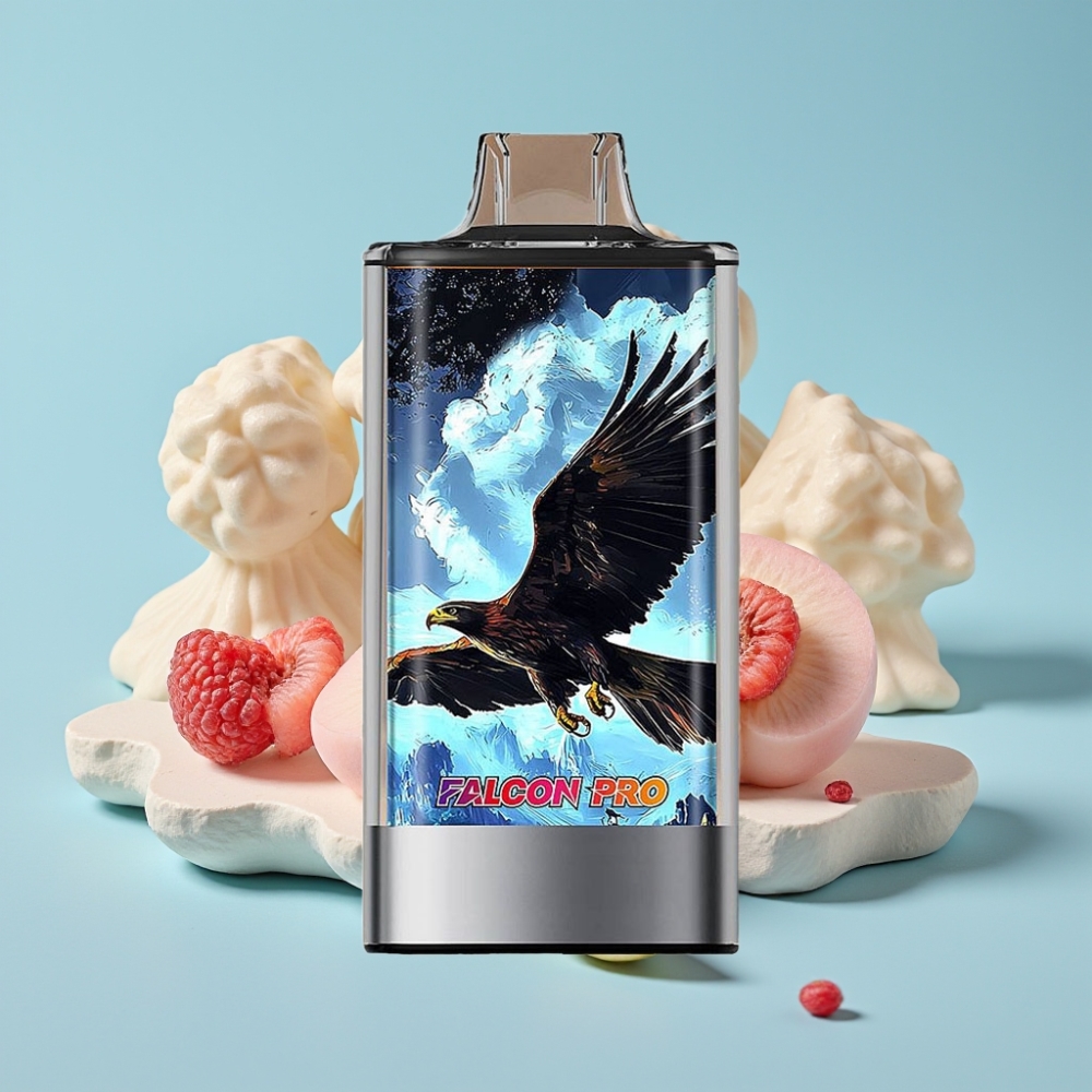 JNR Falcon Pro 28000 Desechable Chile Vape - Durazno Blanco y Frambuesa: 30ml, 950mAh, 28000 Caladas, 5% Nicotina, Pantalla, Doble Malla, USB-C, MTL
