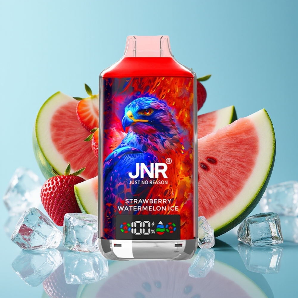 JNR Falcon X 18000 Puffs Chile Vape Desechable Fresa Sandía Hielo: 24ml, 750mAh, Pantalla Digital, Carga Tipo-C, Bobina Dual Mesh, Nicotina 0%/2%/5%