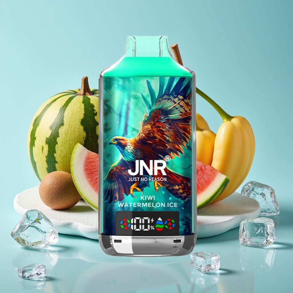 JNR Falcon X 18000 Puffs Chile vape Desechable Kiwi Sandía Hielo – 18000 Puffs, 750mAh, 24ml, Doble Malla, Pantalla Digital, Carga Tipo-C, Nicotina 0%/2%/5%