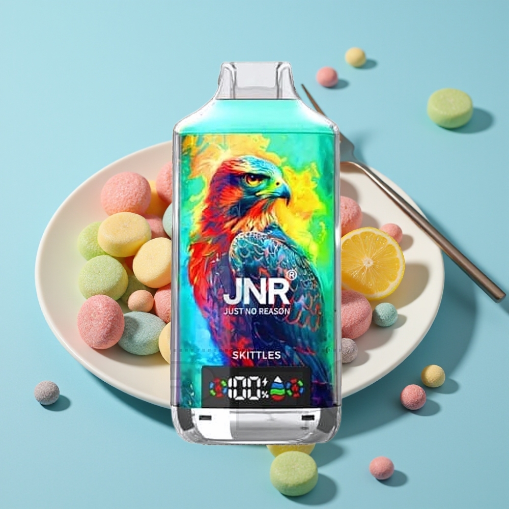JNR Falcon X 18000 Puffs Chile vape Disposable Sabor Skittles, 24ml, 5% Nicotina, Pantalla Digital, Carga Rápida Type-C