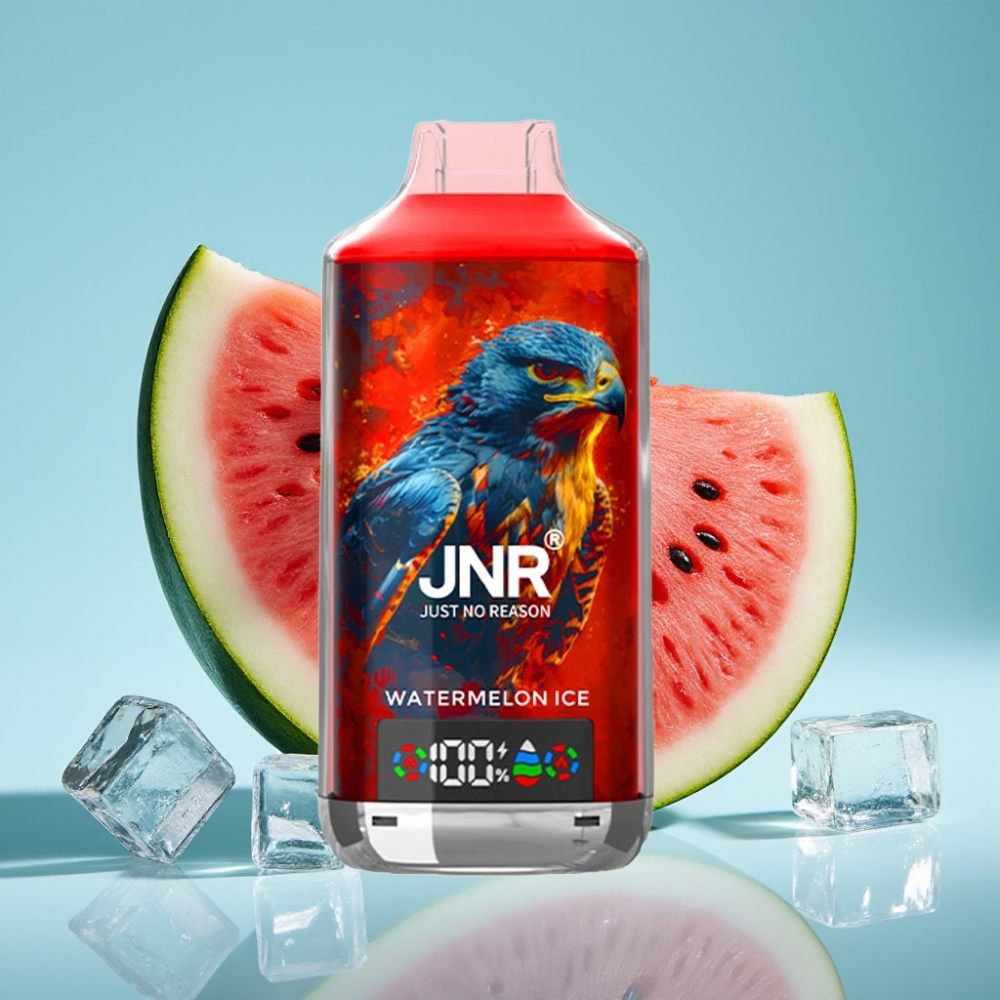 JNR Falcon X 18000 Puffs Chile vape Sabor Sandía Hielo, 18000 Caladas, Batería 750mAh, 24ml, Doble Malla, Pantalla Digital, Carga Tipo-C, Nicotina 0%/2%/5%