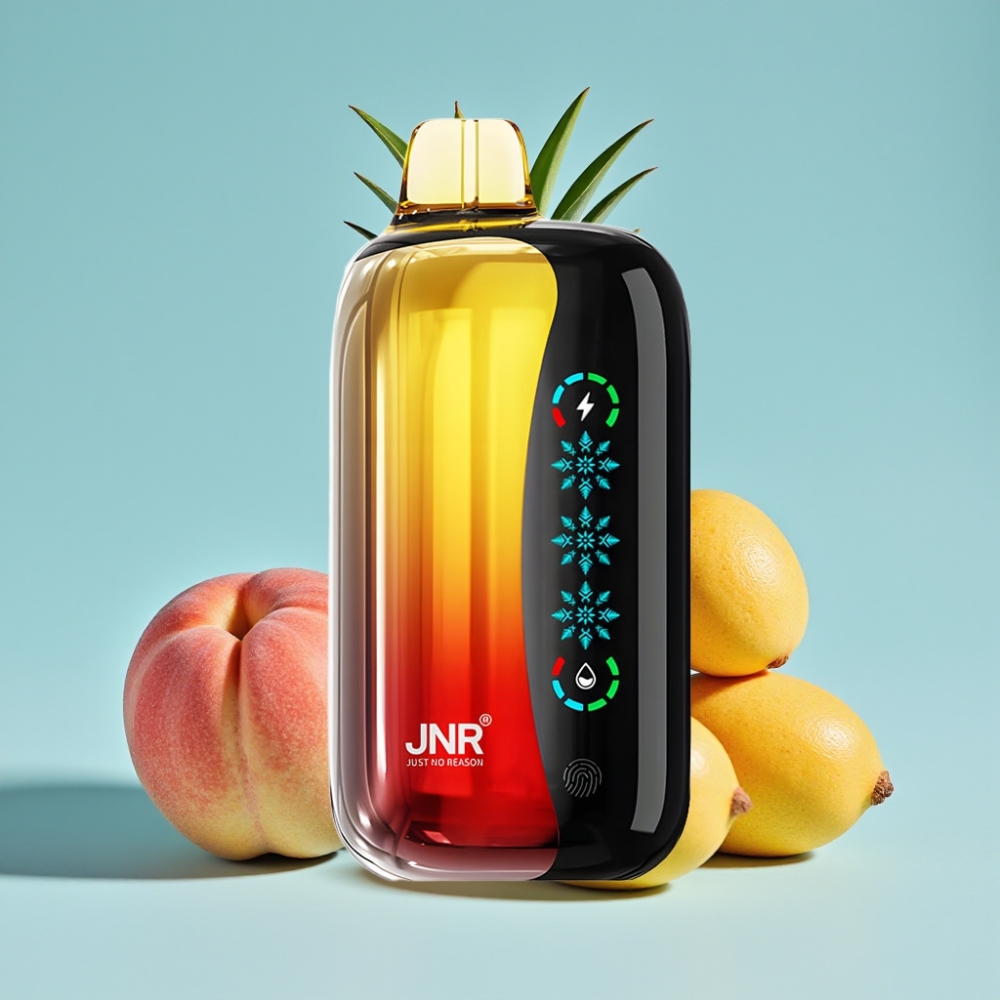 JNR Flex Ice 21000 Puffs Chile Vape Desechable: Duraznos Mango Piña, Hielo Ajustable, 26ml, 1.2 Ohm Dual Mesh, 1000mAh, Tipo-C, Nicotina 0%-5%