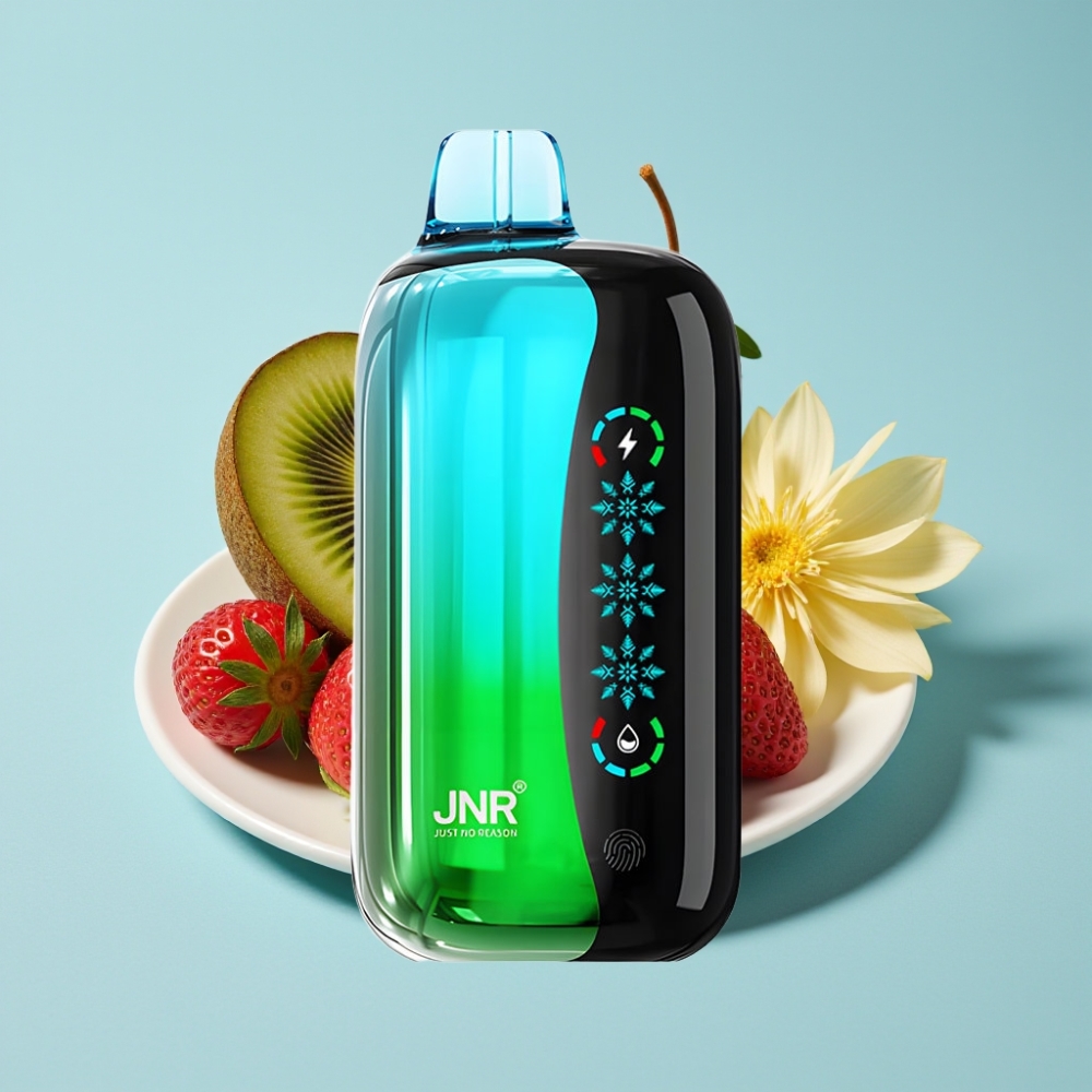 JNR Flex Ice 21000 Puffs Chile Vape Desechable Fresa Kiwi, Hielo Ajustable, 26ml E-líquido, 1.2 Ohm Dual Mesh, Pantalla Táctil