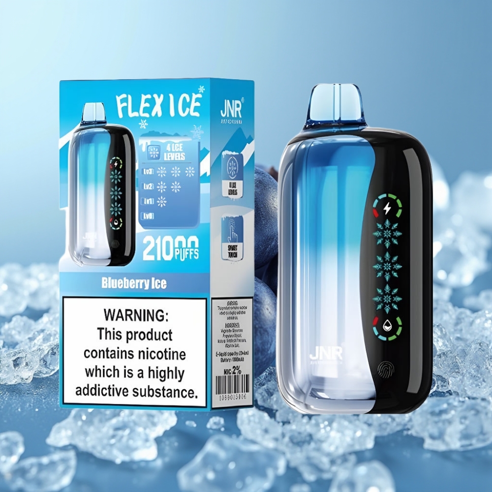 JNR Flex Ice 21000 Puffs Desechable Chile Vape Blueberry Ice con Ice Ajustable, 26ml de E-líquido, Flujo de Aire Personalizable y Pantalla Táctil