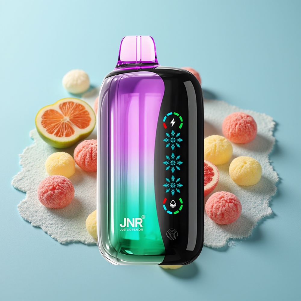 JNR Flex Ice 21000 Puffs Vape Desechable Chile vape con Ajuste de Hielo, 26ml de E-líquido, Pantalla Táctil, Sabor Sour Cherry Gummies