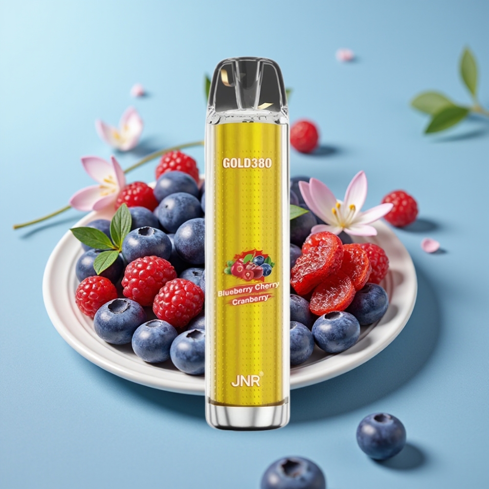 JNR Gold380 6000 Caladas Chile Vape Desechable Arándano Cereza Blueberry: 6000 Caladas, Batería 1500mAh, Bobina Mesh 1.0ohm, 13ml de Líquido, Nicotina 0%/2%/5%