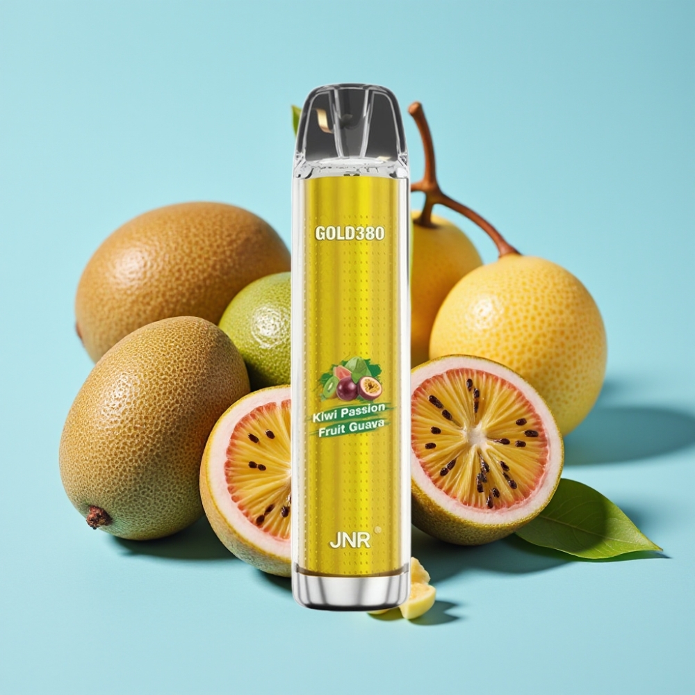JNR Gold380 6000 Puffs Chile Vape Desechable Sabor Kiwi Maracuyá Guayaba 6000 Caladas Batería 1500mAh Resistencia 1.0ohm 13ml Capacidad Nicotina 0% 2% 5%