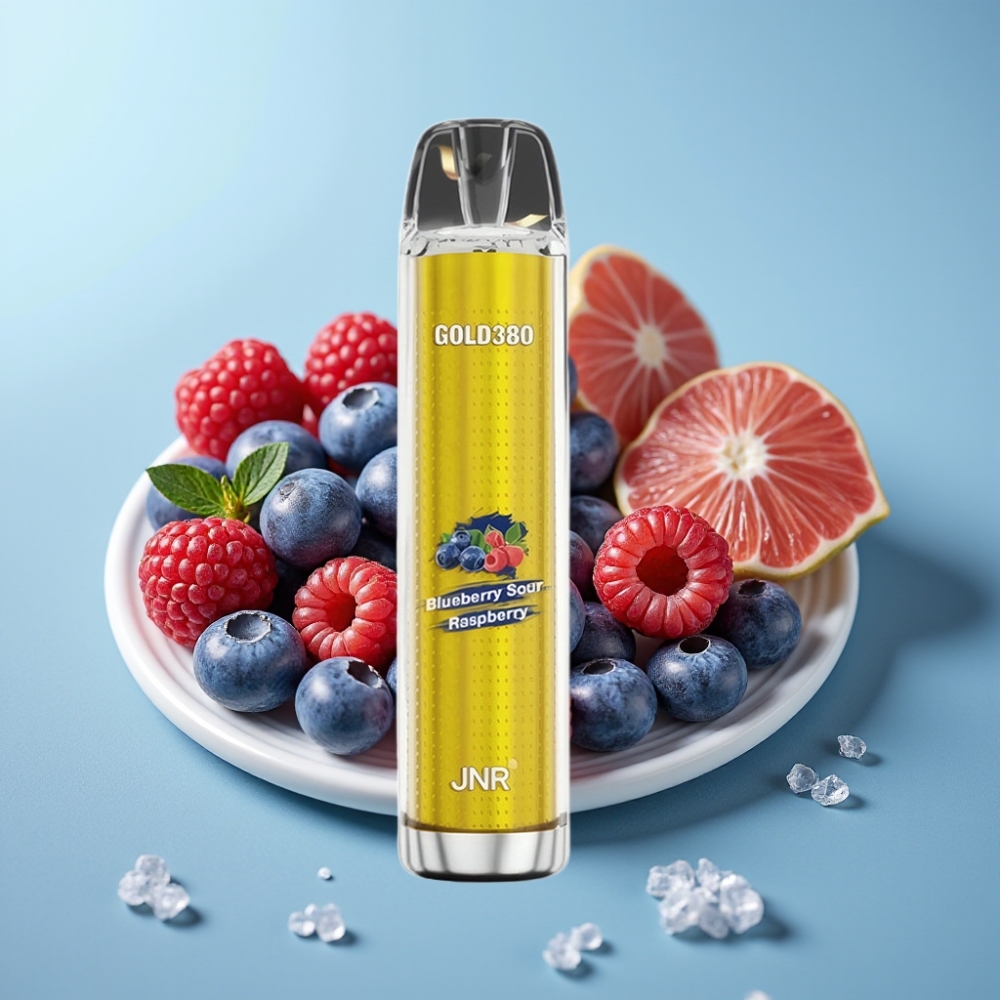 JNR Gold380 6000 Puffs Chile Vape Desechable con Sabor a Arándano Frambuesa Ácida, 13ml, 1500mAh, Resistencia 1.0ohm, Nicotina 0%/2%/5%