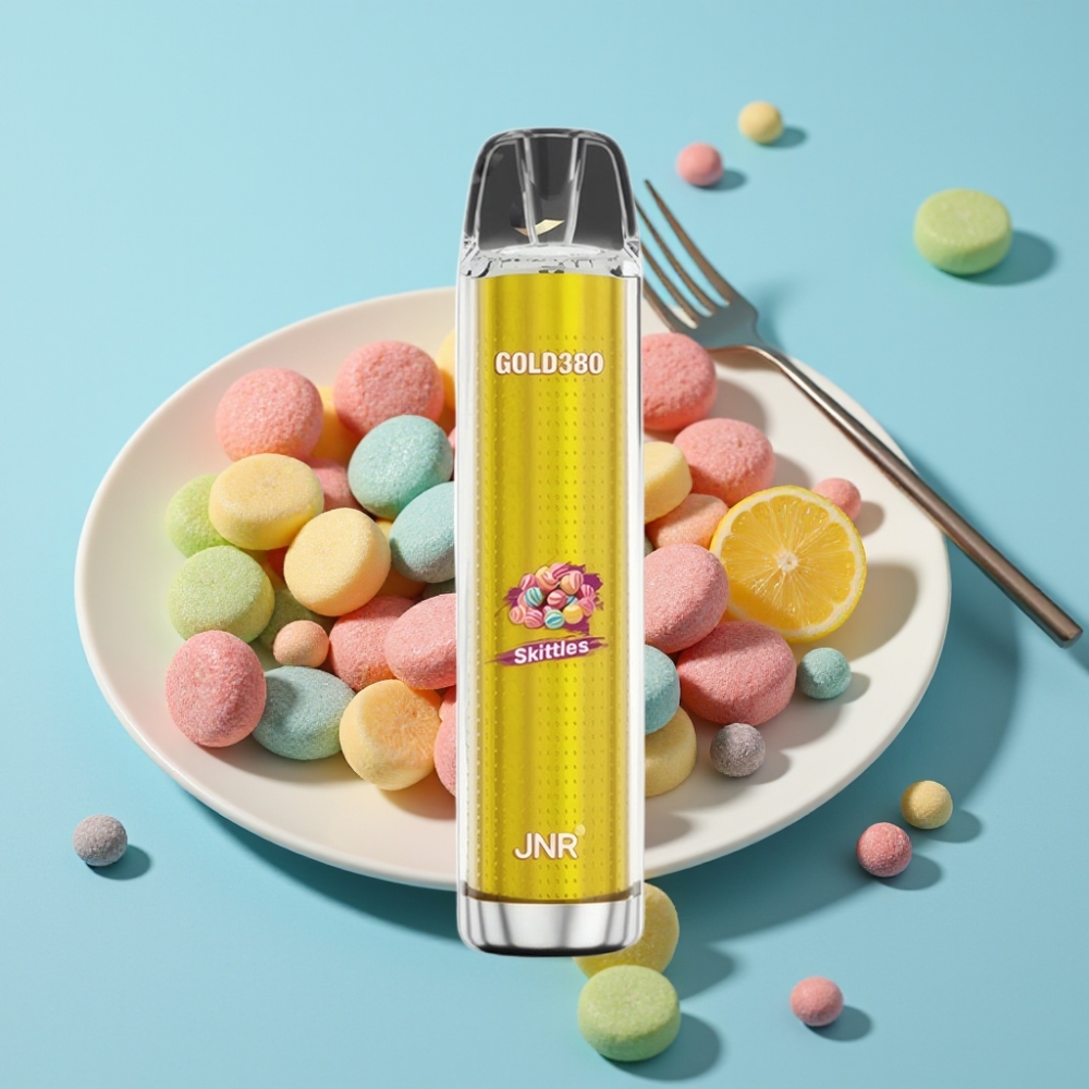 JNR Gold380 6000 Puffs Desechable Chile Vape Skittles – 6000 Caladas, Batería 1500mAh, Bobina Mesh 1.0ohm, 13ml de Líquido, Nicotina 0%/2%/5%