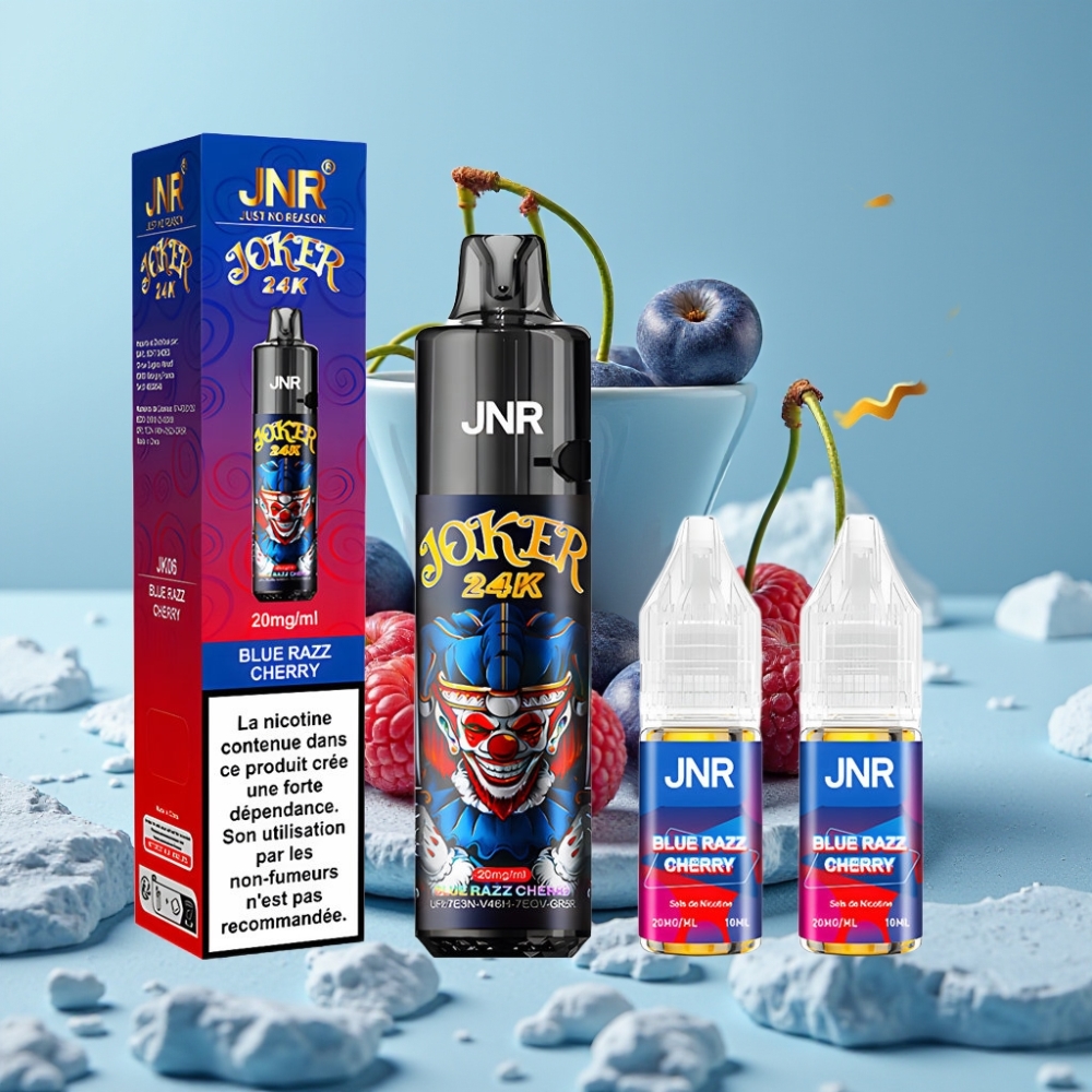 JNR Joker 24K Puffs Desechable Chile Vape Blue Razz Cereza con 2+10ml Recargable