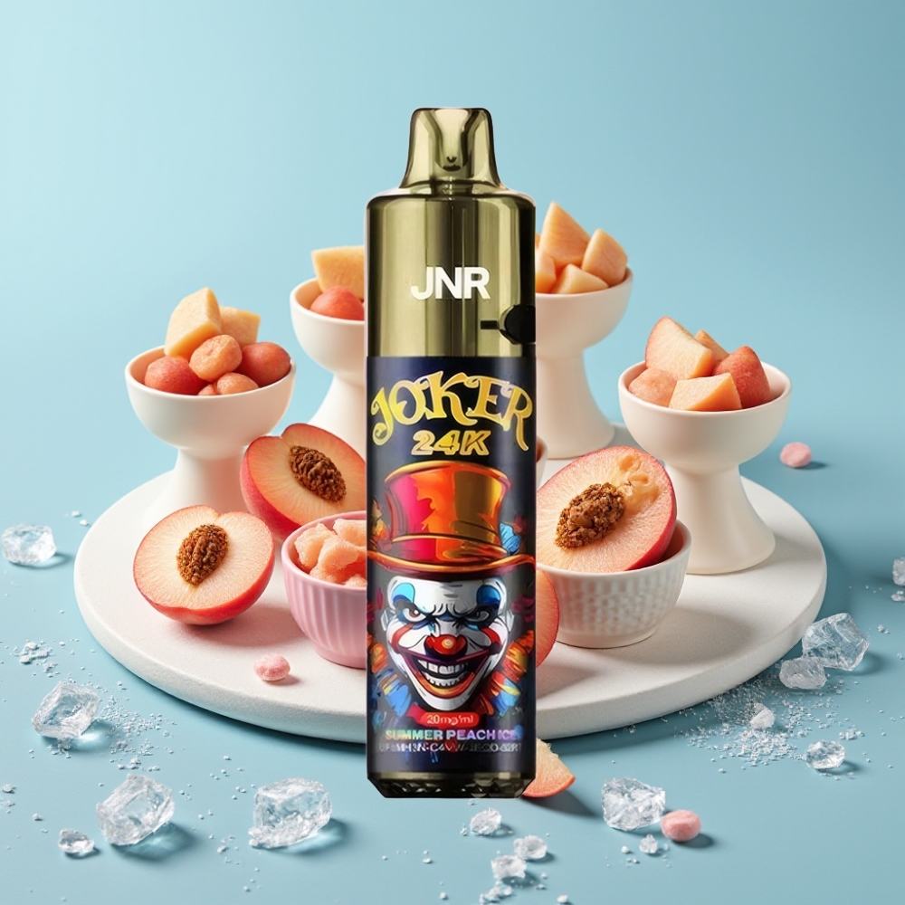 JNR Joker 24K Puffs Desechable Chile Vape - Durazno Helado de Verano, 2+10ml Recargable, 800mAh, 24000 Caladas, 2% Nicotina