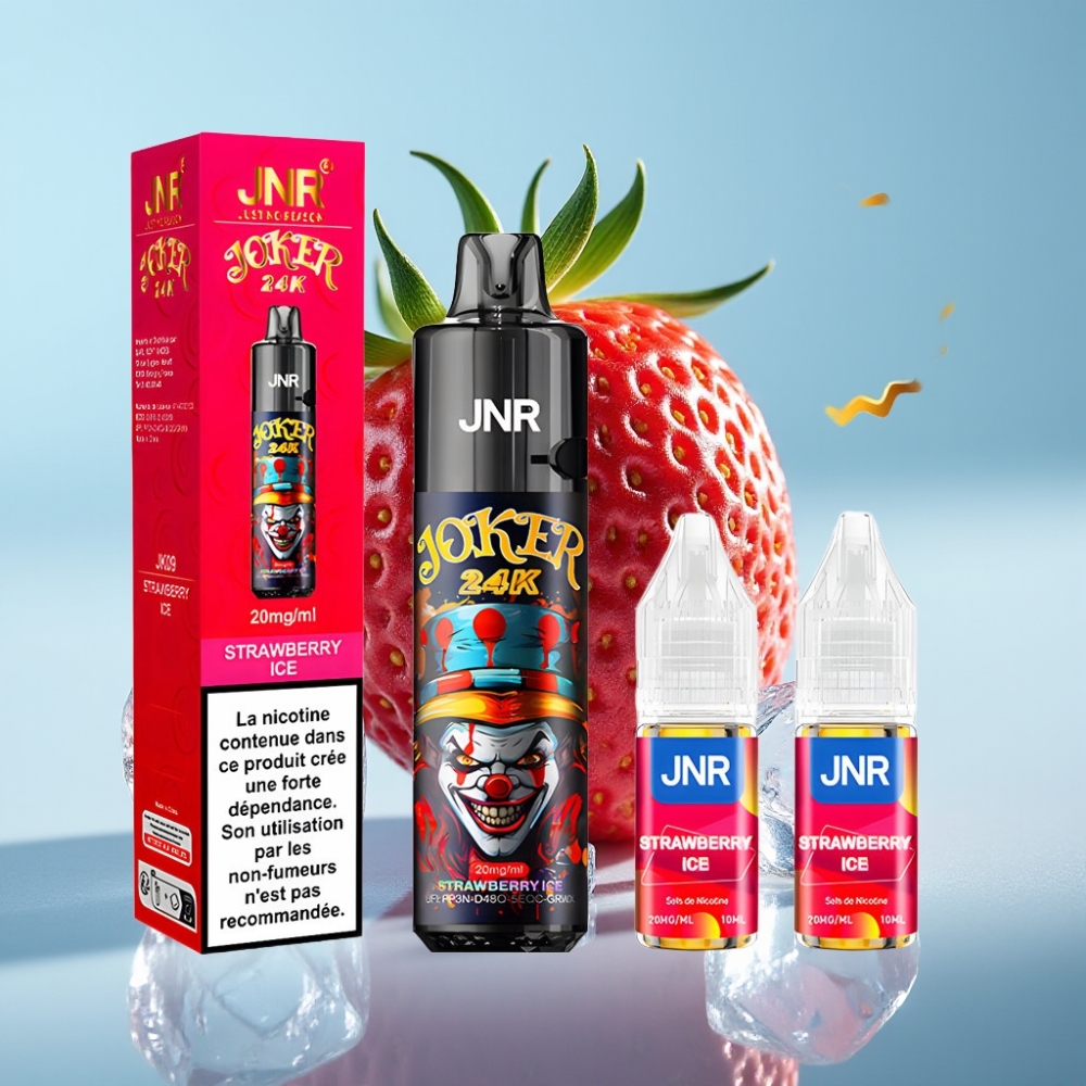 JNR Joker 24K Puffs Desechable Chile Vape Fresa Hielo – 2+10ml Recargable