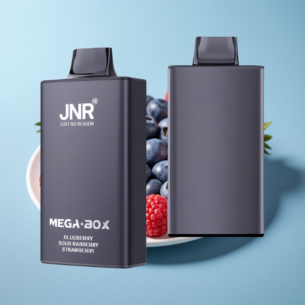 JNR Mega Box 25000 Puffs Chile Vape Desechable Sabor Arándano Agrio Frambuesa Fresa, 30ml, 850mAh, Doble Malla, Carga Rápida Type-C, 2% Nicotina