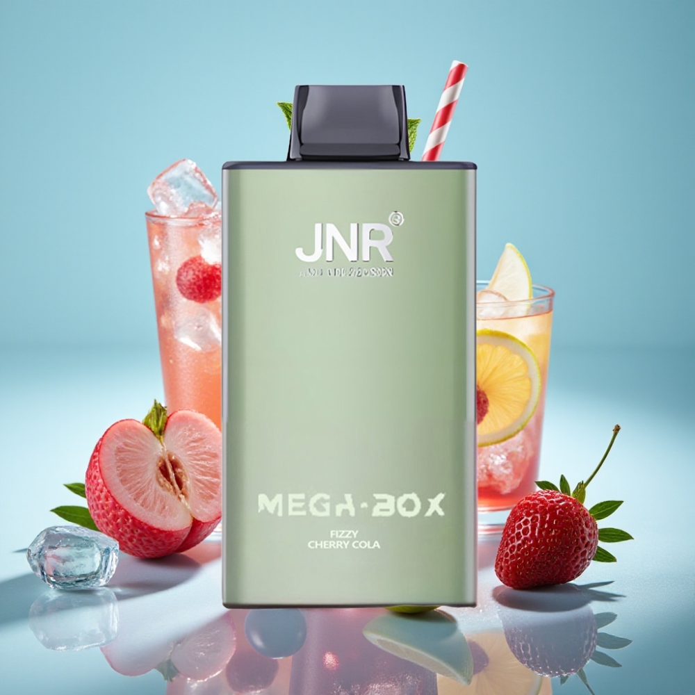 JNR Mega Box 25000 Puffs Chile Vape Desechable Sabor Cereza Cola Fizzy – 30ml, 850mAh, Doble Malla, Tipo-C, 2% Nicotina