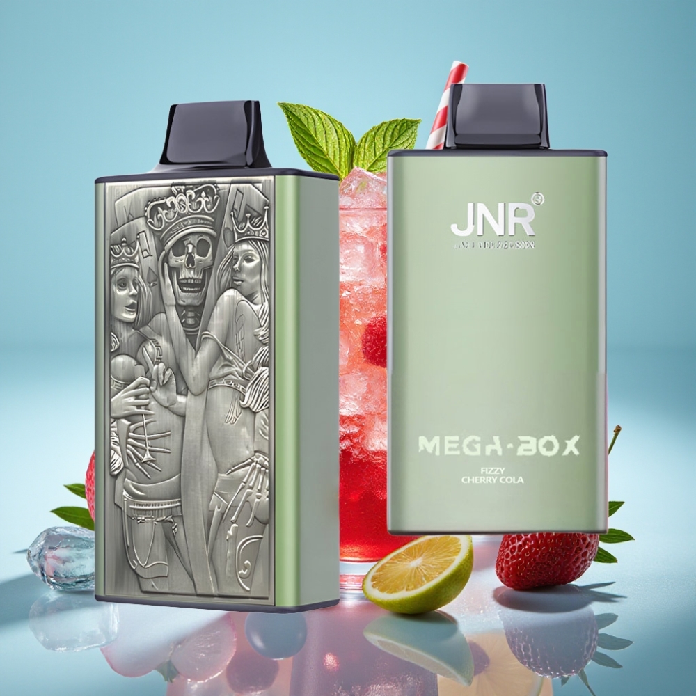 JNR Mega Box 25000 Puffs Chile Vape Desechable Sabor Cereza Cola Fizzy – 30ml, 850mAh, Doble Malla, Tipo-C, 2% Nicotina