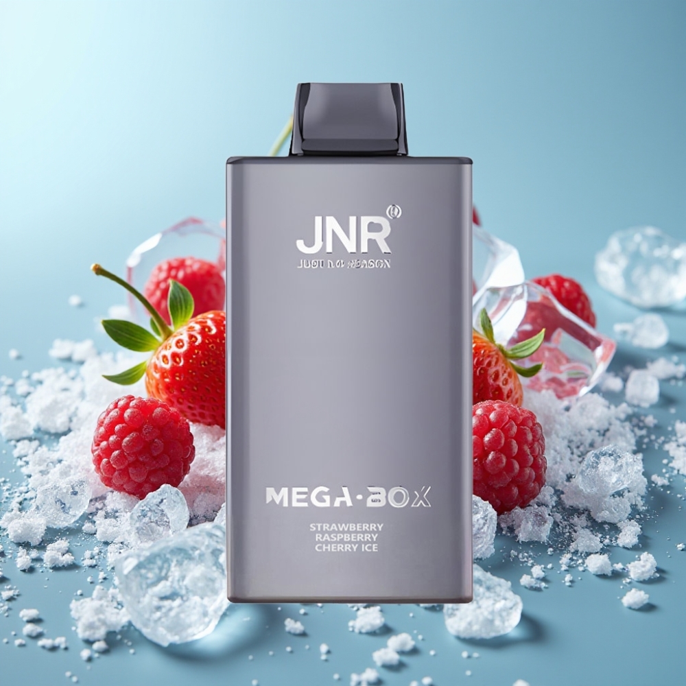 JNR Mega Box 25000 Puffs Chile Vape Desechable Sabor Fresa Frambuesa Cereza Hielo – 30ml, 850mAh, Doble Malla, Carga Tipo-C, 2% Nicotina