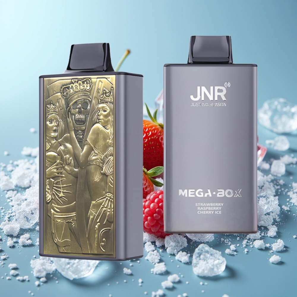 JNR Mega Box 25000 Puffs Chile Vape Desechable Sabor Fresa Frambuesa Cereza Hielo – 30ml, 850mAh, Doble Malla, Carga Tipo-C, 2% Nicotina