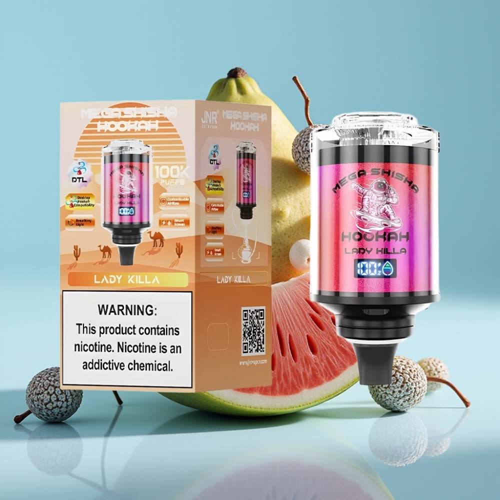 JNR Mega Shisha Hookah 100K Chile Vape Compatibilidad Escritorio 60ml 2200mAh Tipo-C Lady Killa