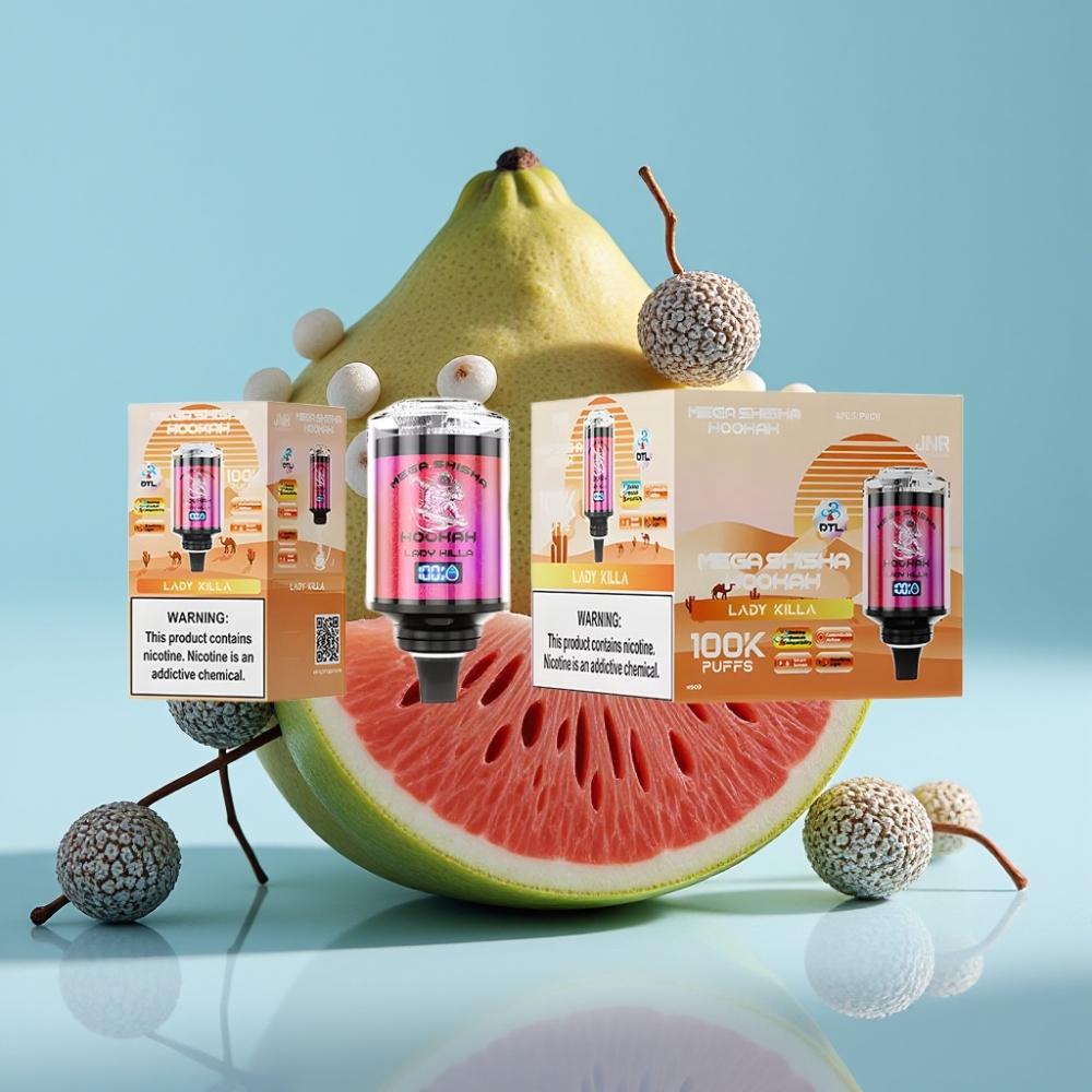 JNR Mega Shisha Hookah 100K Chile Vape Compatibilidad Escritorio 60ml 2200mAh Tipo-C Lady Killa