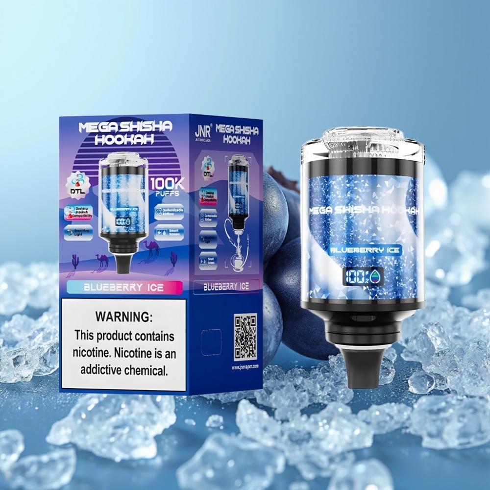JNR Mega Shisha Hookah 100K Chile Vape Compatibilidad Escritorio Blueberry Ice 60ml 2200mAh Pantalla Inteligente