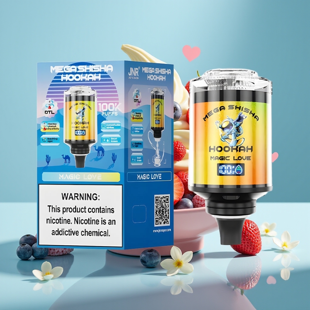 JNR Mega Shisha Hookah 100K Chile Vape Compatibilidad con Escritorio 60ml 2200mAh Amor Mágico