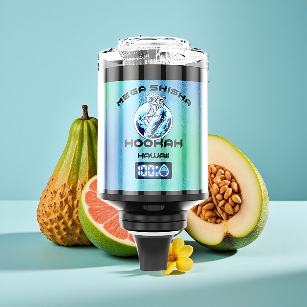 JNR Mega Shisha Hookah 100K Compatibilidad de Escritorio Hawaii Chile Vape - 100K caladas, 60ml capacidad, batería 2200mAh, pantalla inteligente