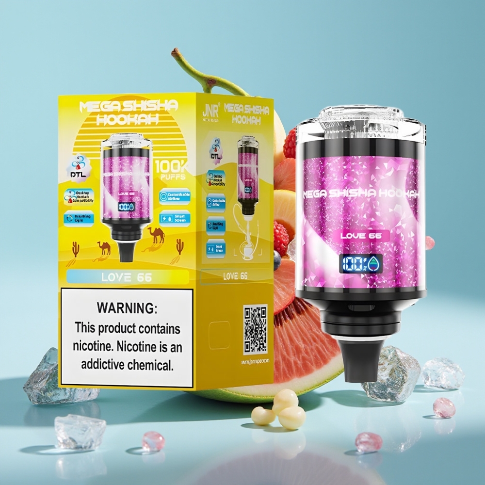 JNR Mega Shisha Hookah Chile vape 100K Compatibilidad Escritorio 60ml 2200mAh Tipo-C Luz Love 66