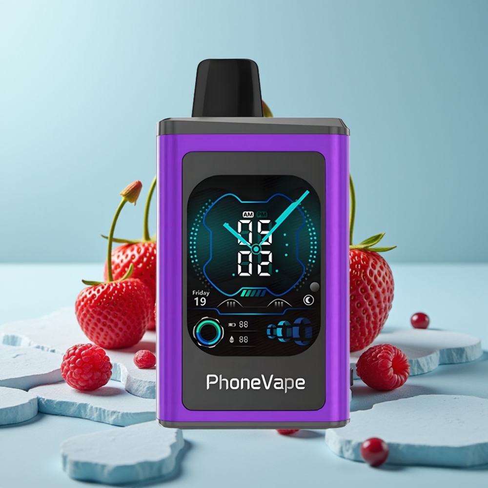 JNR PhoneVape 30000 caladas Chile vape Recargable Tipo-C 850mAh Turbo Flujo Ajustable App Cámara Remota Cereza Fresa Frambuesa 2%5% Nicotina