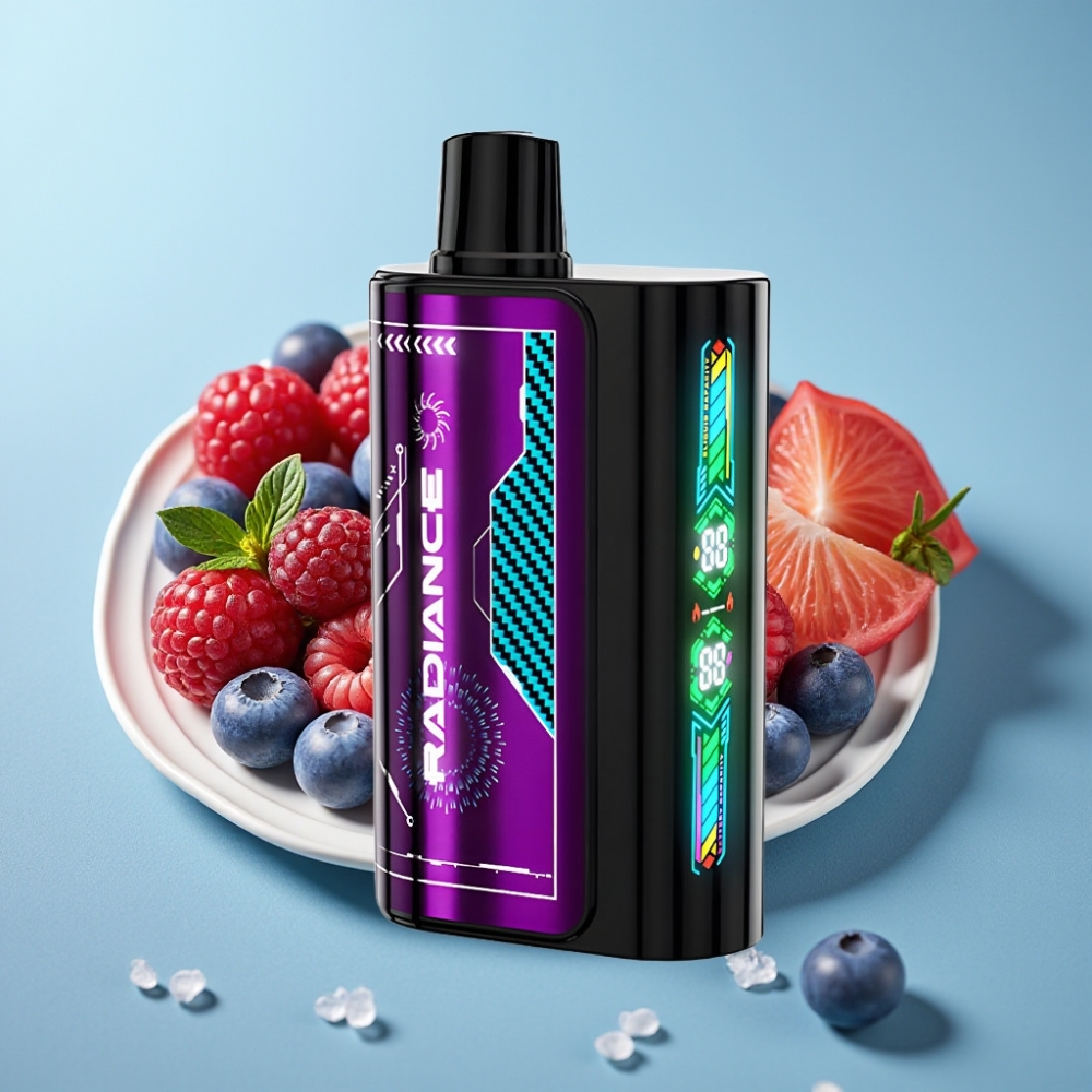 JNR Radiance 31000 Puffs Chile Vape Desechable ARÁNDANO AZUL FRAMBUESA ÁCIDA: 28ml, Pantalla Animada, Doble Malla, Batería 950 mAh, USB-C, 2% Nicotina