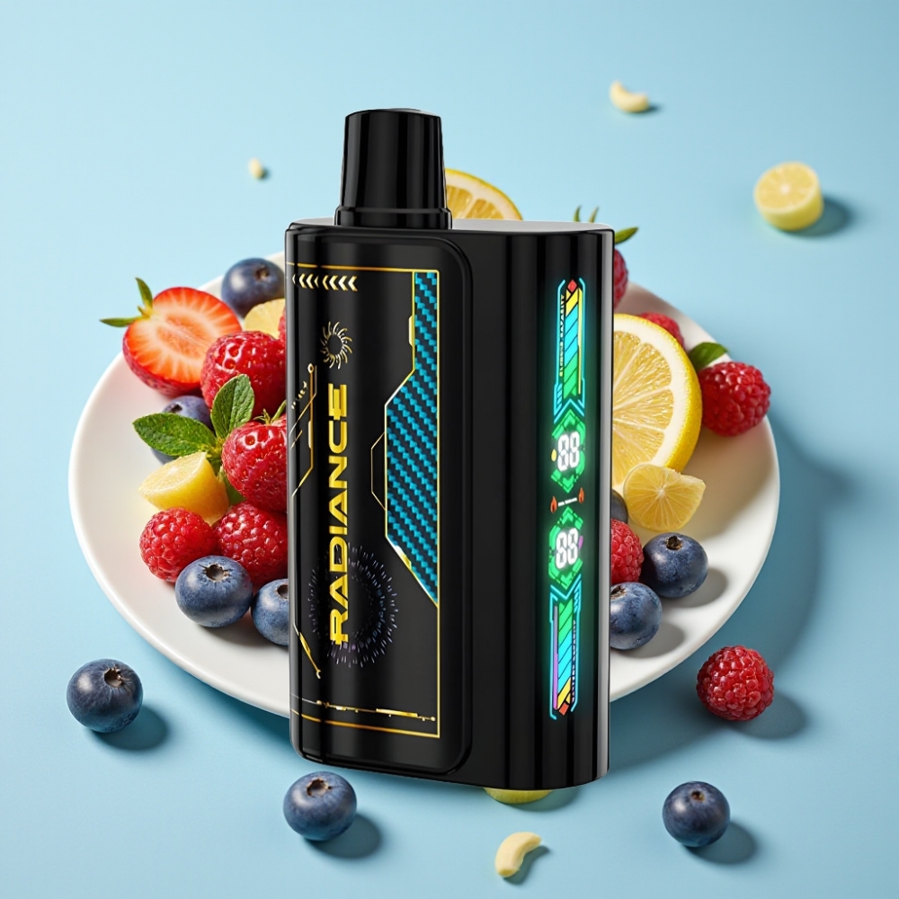 JNR Radiance 31000 Puffs Chile Vape Desechable MEZCLA DE BAYAS: 28ml, Pantalla Animada, Batería 950 mAh Recargable, Tipo-C, 2% Nicotina
