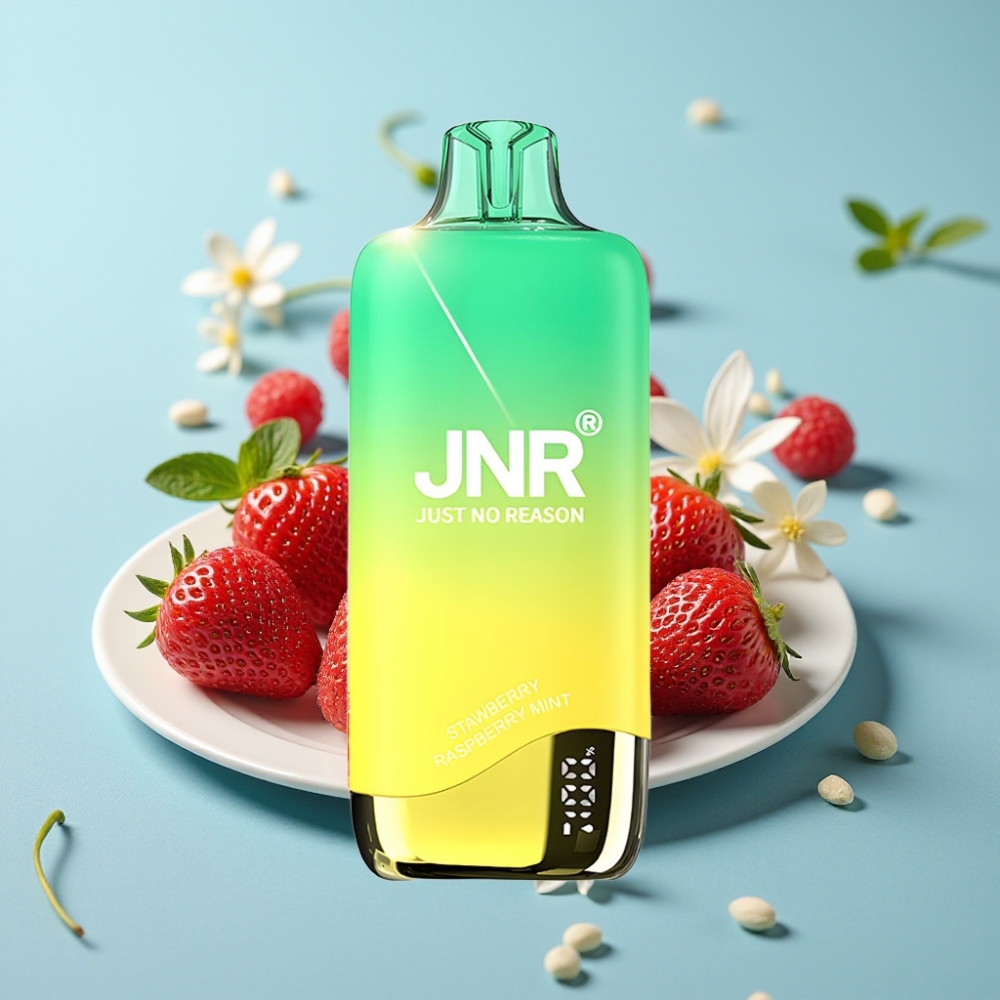 JNR Rainbow 10500 Puffs Chile Vape Desechable Fresa Frambuesa Menta - 600mAh Batería, 0.8ohm Bobina, 18ml Tanque, USB-C, Indicadores