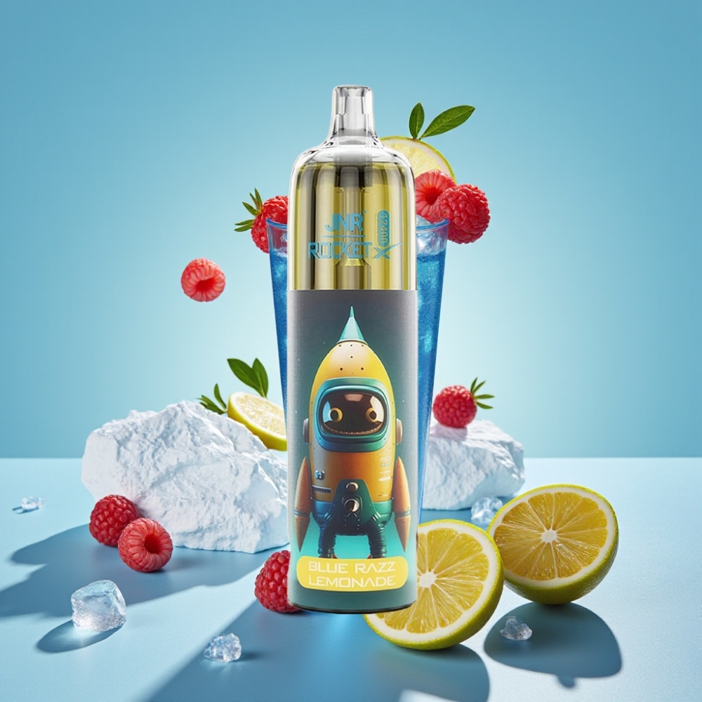 JNR Rocket-X 12400 Puffs Chile Vape Desechable con Flujo de Aire Ajustable Limonada de frambuesa azul