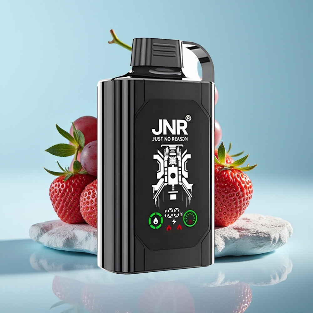 JNR Shisha Hookah Box 20500 Puffs Chile Vape Desechable Fresa Uva, Pantalla HD, 1000mAh, 25ml, Doble Malla, Tipo-C, 0%/2%/5% Nicotina