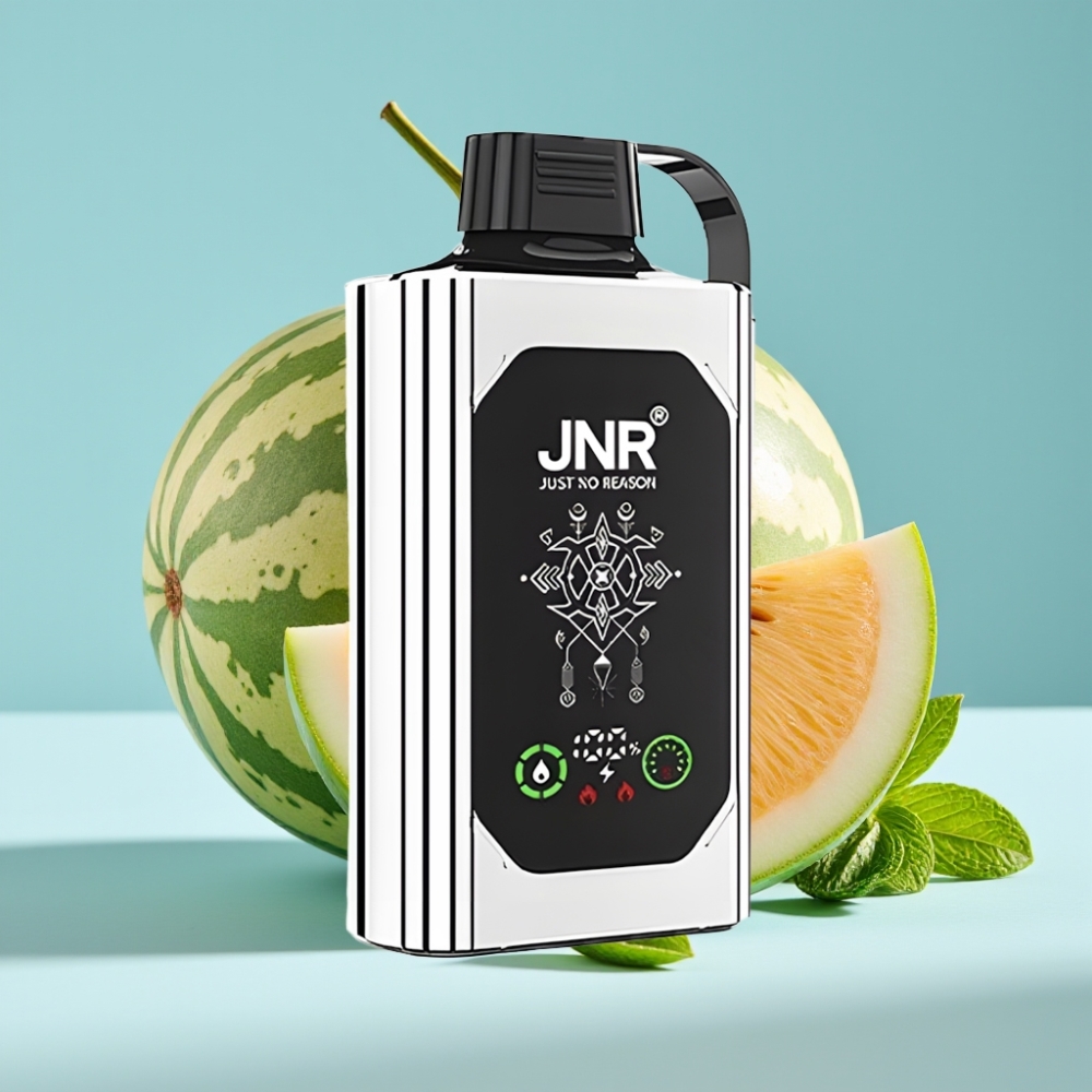 JNR Shisha Hookah Box 20500 Puffs Chile Vape Desechable Sabor Doble Melón Menta, Pantalla HD, Batería 1000mAh, 25ml, Carga Tipo-C, Nicotina 0%/2%/5%