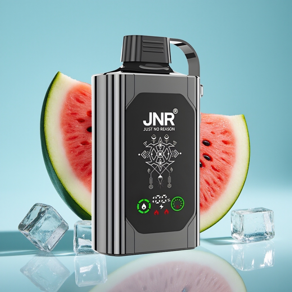 JNR Shisha Hookah Box 20500 Puffs Chile Vape Desechable con Pantalla HD, 1000mAh, 25ml, Carga Tipo-C, Dual Mesh Coil, 0%/2%/5% Nicotina, Sabor Sandía Helada