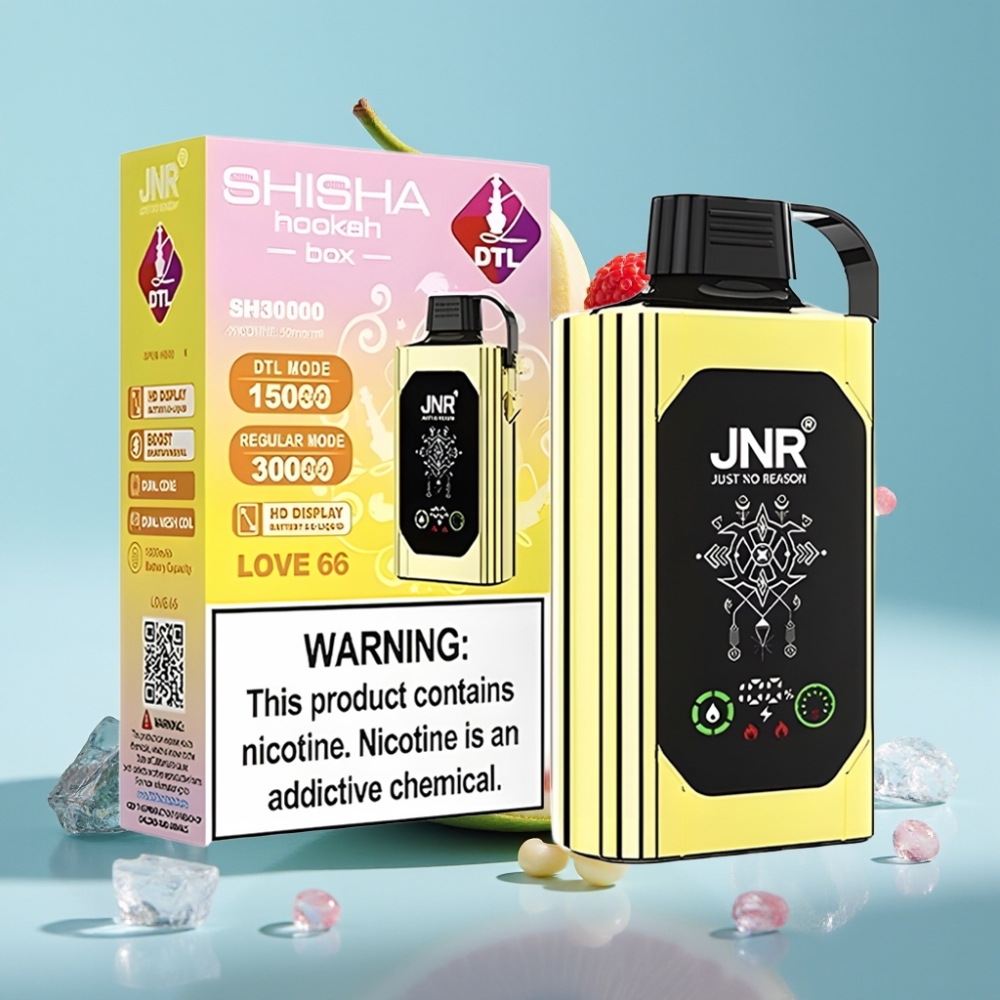 JNR Shisha Hookah Box 20500 Puffs Chile vape Desechable Amor 66, Pantalla HD, 1000mAh, 25ml, Doble Malla, Carga Tipo-C, 0%/2%/5% Nicotina
