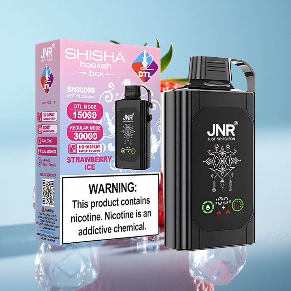 JNR Shisha Hookah Box 20500 Puffs Chile vape Desechable Fresa Hielo: Pantalla HD