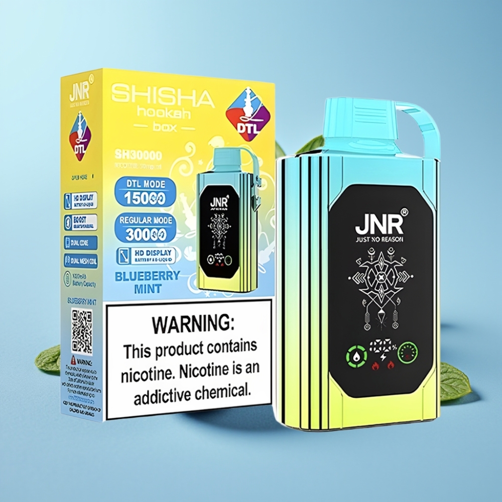JNR Shisha Hookah Box 20500 Puffs Chile vape Desechable Menta Arándano: HD Display