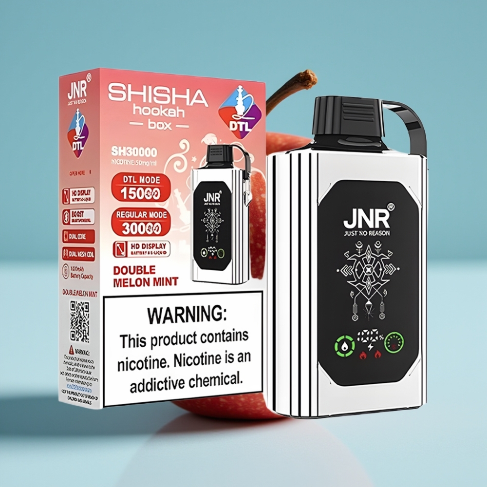 JNR Shisha Hookah Box 20500 Puffs Chile vape Doble Manzana, Pantalla HD, 1000mAh, 25ml, Doble Malla, Tipo-C