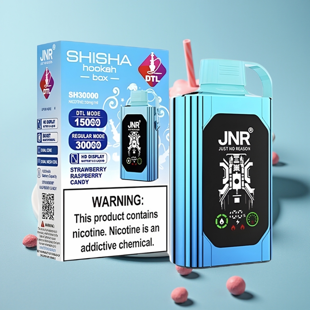 JNR Shisha Hookah Box 20500 Puffs Chile vape Fresa Frambuesa Caramelo - Pantalla HD
