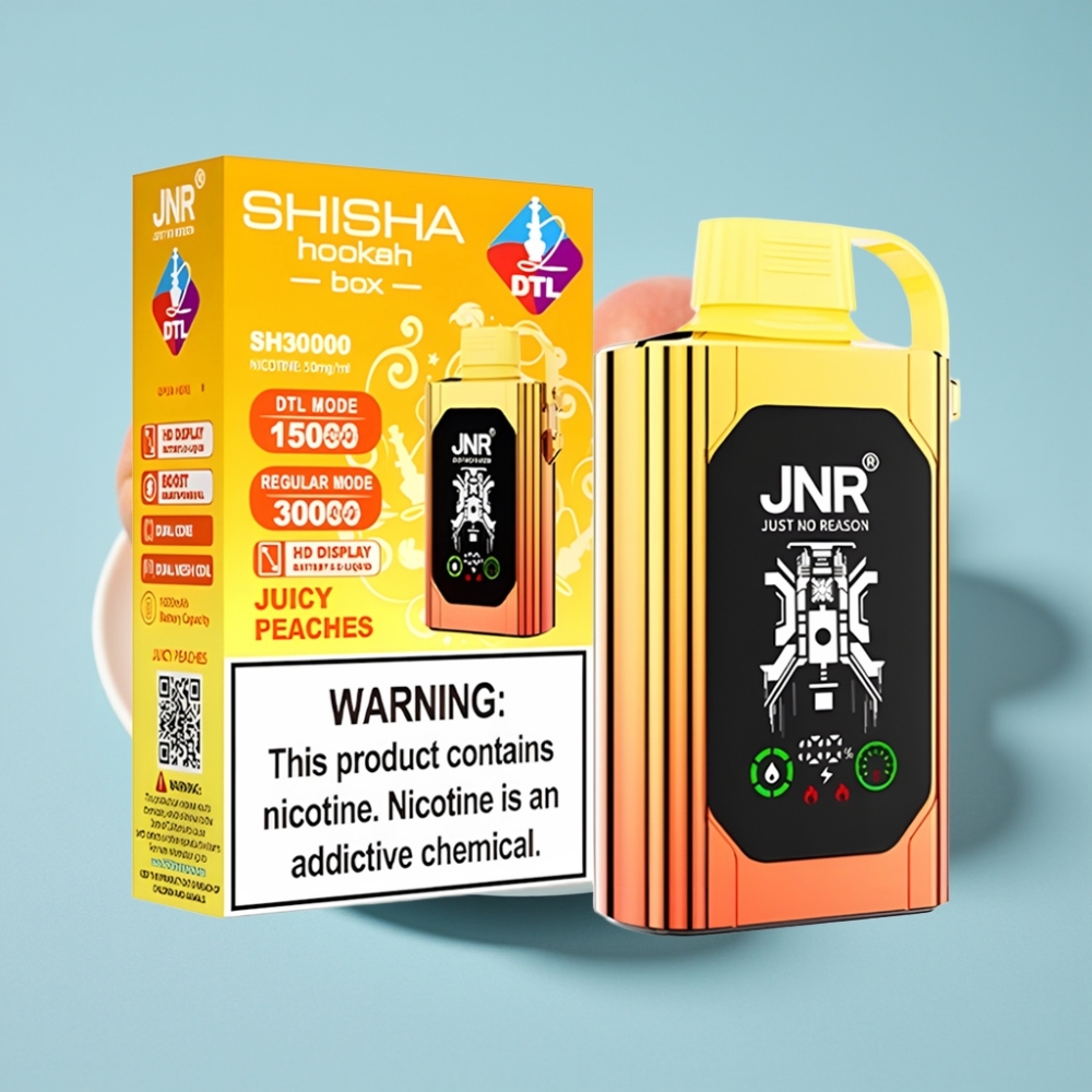JNR Shisha Hookah Box 20500 Puffs Chile vape HD Display 1000mAh Tipo-C Jugoso Melocotón
