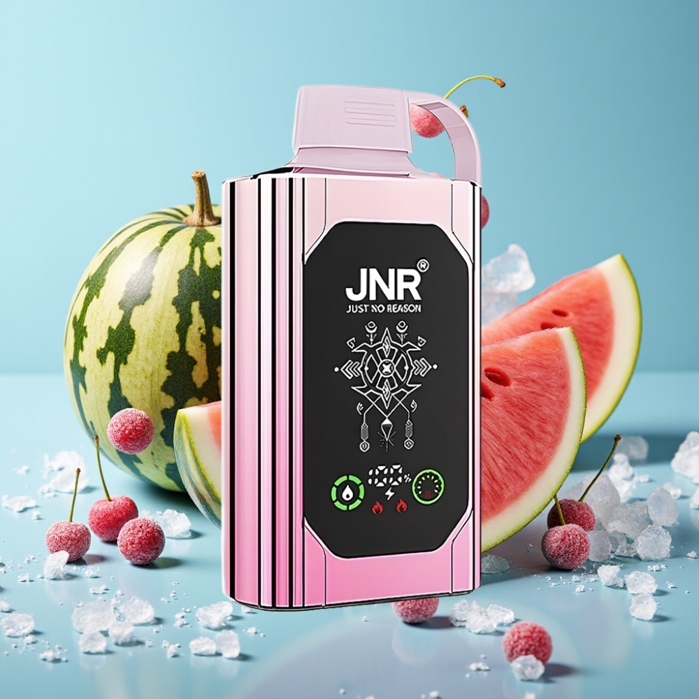 JNR Shisha Hookah Box 20500 Puffs Chile vape con pantalla HD, batería 1000mAh, 25ml, carga rápida Type-C, sabor Cherry Watermelon Freeze
