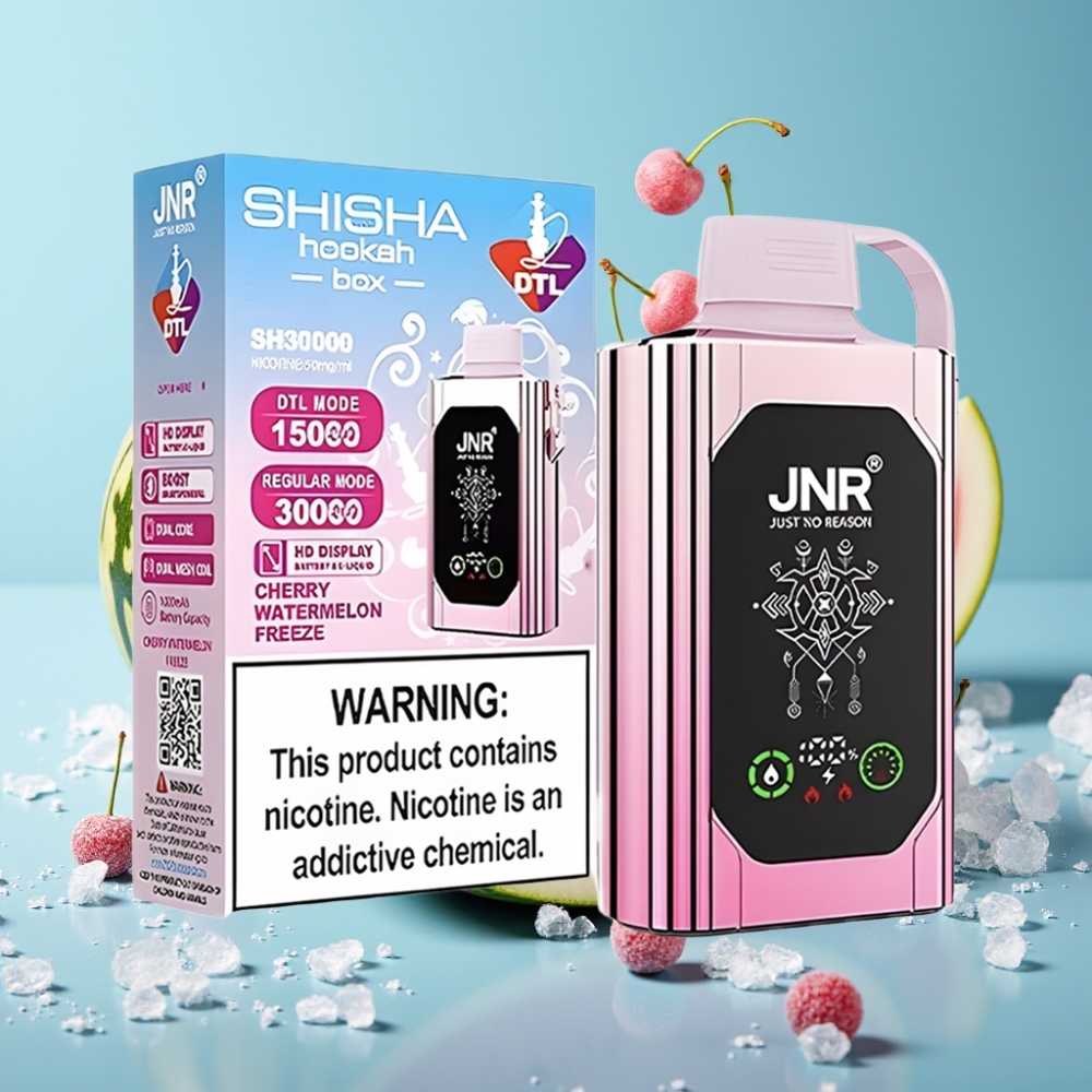 JNR Shisha Hookah Box 20500 Puffs Chile vape con pantalla HD, batería 1000mAh, 25ml, carga rápida Type-C, sabor Cherry Watermelon Freeze