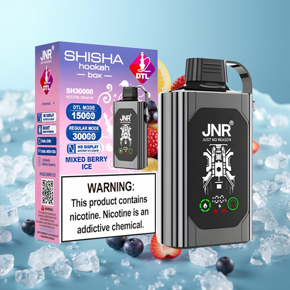 JNR Shisha Hookah Box 20500 Puffs Disposable Vape Chile vape: Pantalla HD Hielo de frutos rojos