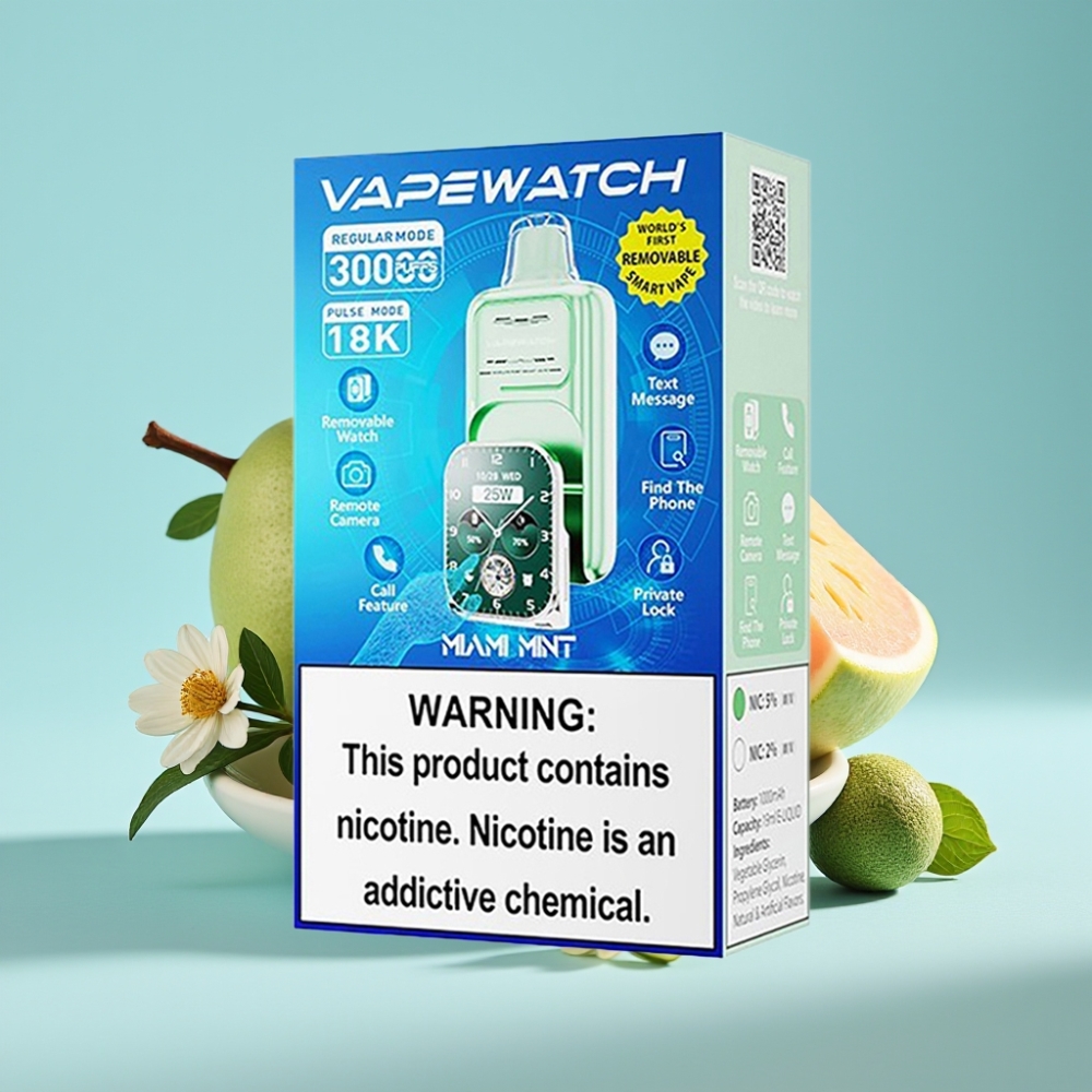 JNR VapeWatch 30000 Puffs Chile Vape Desechable Miami Mint: 30.000 caladas (Modo Regular)