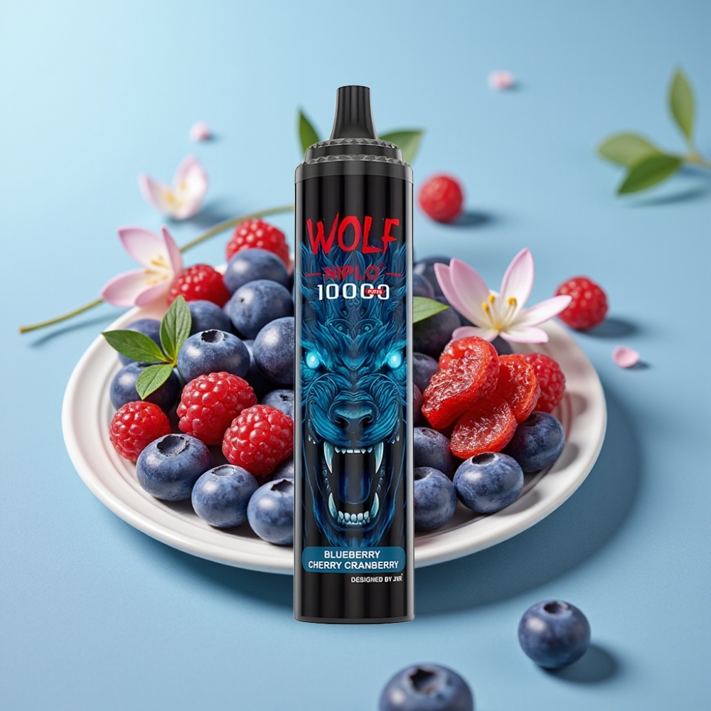 JNR Wolf Niplo 10000 Puffs Chile Vape Desechable Arándano Cereza Blueberry – 20ml, 650mAh, Tipo-C, 1.0 Ohm, 0%/2%/5% Nicotina